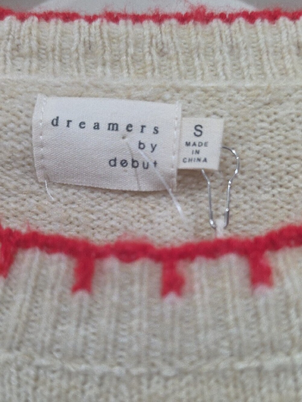 Dreamers By Debut Cream Crewneck Sweater with Coral Fish Motif S NWT - Picture 3 of 5